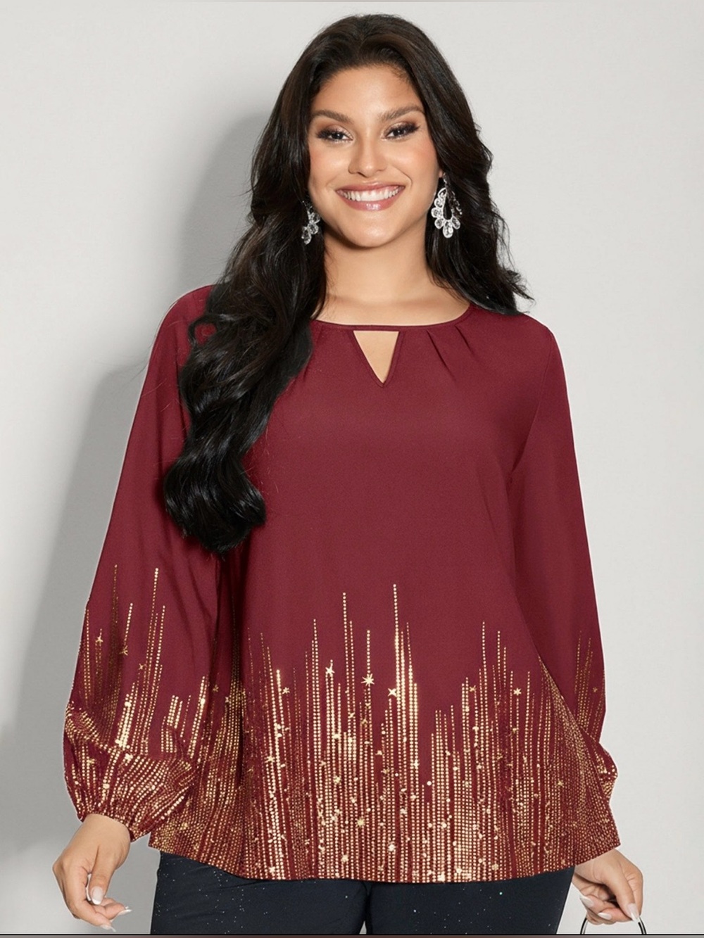 🌟 BloomChic Red and Gold Top NWOT Sold Out Online